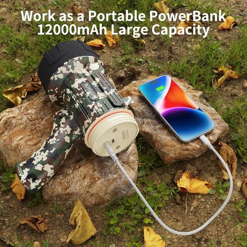 BUYSIGHT Turbo 2000000LM Rechargeable Spotlight Flashlight, IP67 Impact Resistant Searchlight, Foldable Stand Red Filter Waterproof Hunting Lamp(Camouflage Green) in Kuwait