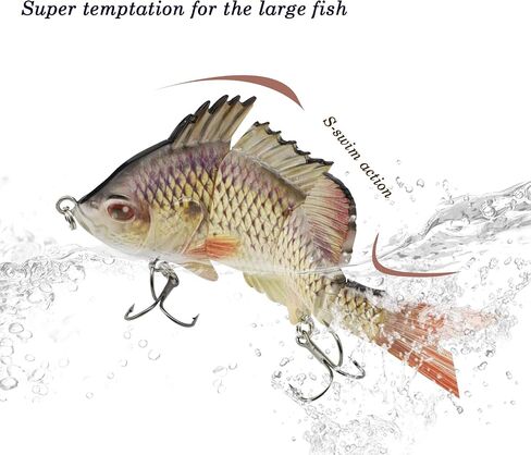 ODS Lure 5.9" Multi Jointed Swimbait with Fiber Tail for Bass Walleye Muskie Trout Fishing Tackle Lifelike in Kuwait