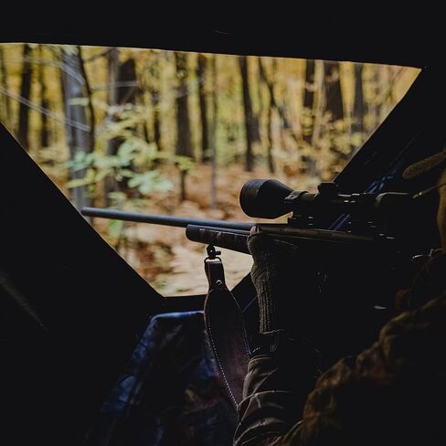 منصة صيد Road Runner HubHunting Blind، 2 شخصًا منبثقبة، ألواح السلامة Bloodtrail® Woodland Camo and blaze Orange in Kuwait