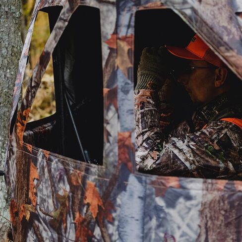 Barronett Blinds® Prowler or Road Runner 200, Portable Hunting Blind, Pop-Up Hub Blind, Zipperless Windows, Lightweight, 2-Person, Bloodtrail® Woodland, 67" x 71" x 71" in Saudi Arabia