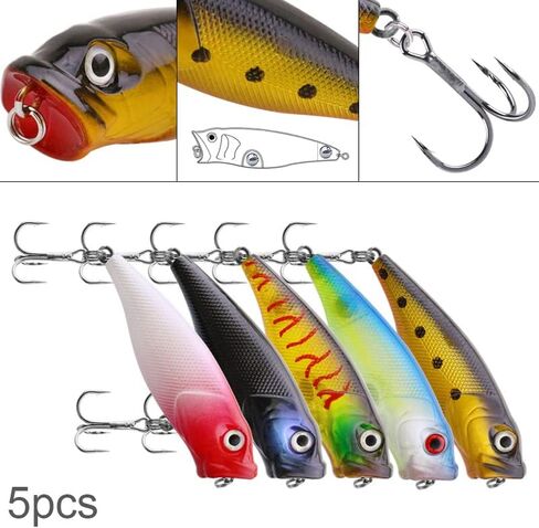 اوريجلام 5 قطع من طُعم الصيد بوبر، طعوم سمك القاروس الصلبة ثلاثية الابعاد عيون بوبرز، طعوم صيد سمك القاروس الصلبة in Kuwait