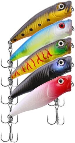 اوريجلام 5 قطع من طُعم الصيد بوبر، طعوم سمك القاروس الصلبة ثلاثية الابعاد عيون بوبرز، طعوم صيد سمك القاروس الصلبة in Kuwait