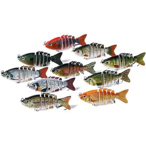 HENGJIA Fishing Lures for Bass Trout Animated Multi Jointed Swimbaits Slow Sinking Bionic Swimming Lures Bass Swim Warrior Swimbait Freshwater Saltwater Bass Lifelike Fishing Lures Kit