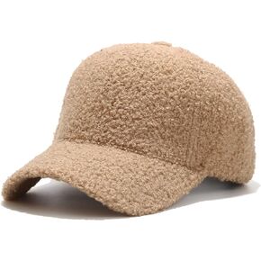 Wheebo Winter Baseball Cap for Women Lamb Wool Fleece Dad Hats Solid Color Style
