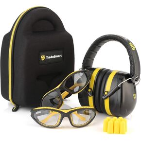 TradeSmart Ear Protection for Gun Range & Eye Protection for Shooting + Firearm Confidence Course, 5x Earplugs and Hard Case