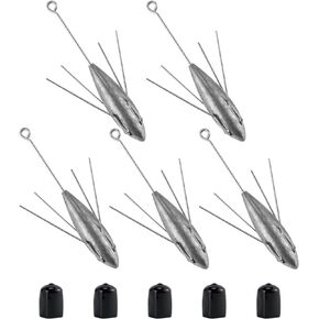 Alwonder 5PCS Sputnik Sinkers Surf Fishing with Long Tail, Fishing Weights Sinkers Saltwater, Sputnik Spider Sinker Lead Long Casting Ocean Sea Beach Spider Surf Fishing Weight Sinker