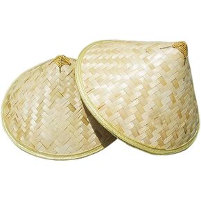 Sunny Hill Pack of 2 Traditional Chinese Adult Oriental Bamboo Straw Cone Garden Fishing Hat Adult Rice Hat Natural in Kuwait
