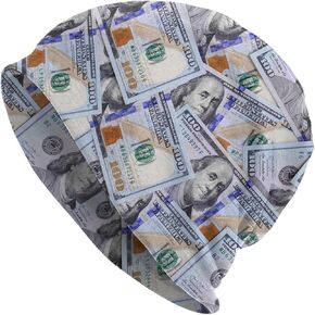 zilobkfe Us Bill Dollars Money Knit Beanie Hat Adults Stretch Knitted Skull Beanies Cap Hats for Women Men