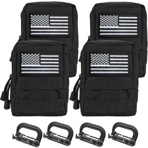 Yutetuter 4-Pack Molle Pouch Tactical Utility EDC Small Bags Pouches with 4 Detachable Patch & 4 D-Ring Clips in Kuwait