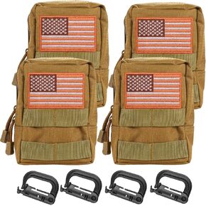 Yutetuter 4-Pack Molle Pouch Tactical Utility EDC Small Bags Pouches with 4 Detachable Patch & 4 D-Ring Clips in Kuwait