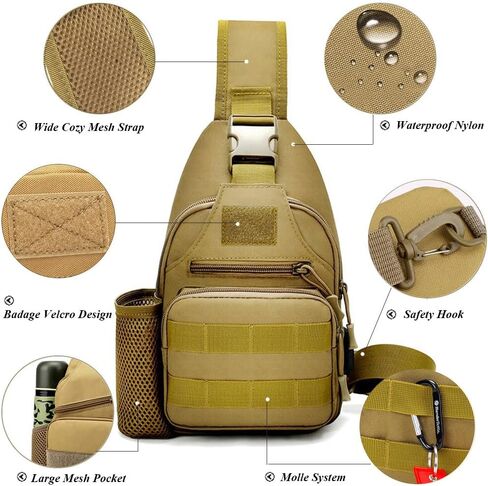 RTGGSEL الرجال التمويه التكتيكية حقيبة ظهر ذات حمالة حقائب كتف السفر العسكرية مول EDC Crossbody حقيبة صدر للرجال مع ثقب سماعة in Kuwait