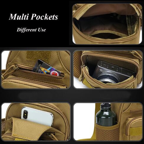 RTGGSEL الرجال التمويه التكتيكية حقيبة ظهر ذات حمالة حقائب كتف السفر العسكرية مول EDC Crossbody حقيبة صدر للرجال مع ثقب سماعة in Kuwait