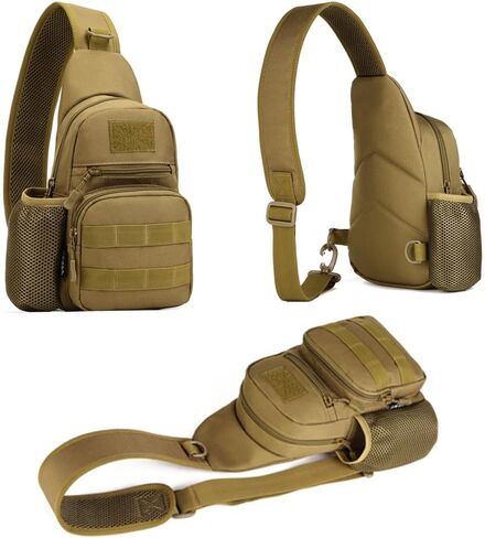 RTGGSEL الرجال التمويه التكتيكية حقيبة ظهر ذات حمالة حقائب كتف السفر العسكرية مول EDC Crossbody حقيبة صدر للرجال مع ثقب سماعة in Kuwait