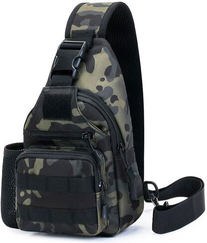 RTGGSEL الرجال التمويه التكتيكية حقيبة ظهر ذات حمالة حقائب كتف السفر العسكرية مول EDC Crossbody حقيبة صدر للرجال مع ثقب سماعة in Kuwait