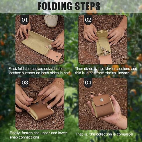 Foraging Bag, Outdoor Picking Fruit Bags, Waxed Canvas Foraging Pouch, Foldable Leather Belt Pouch with Drawstring Multi-Purpose Picking Bag for Camping, Shells, Treasures, Travel, Hiking in Saudi Arabia