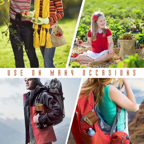 Foraging Bag, Outdoor Picking Fruit Bags, Waxed Canvas Foraging Pouch, Foldable Leather Belt Pouch with Drawstring Multi-Purpose Picking Bag for Camping, Shells, Treasures, Travel, Hiking in Saudi Arabia