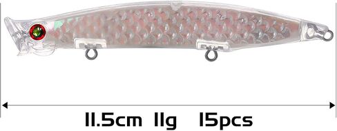 Lure Blanks Unpainted Fishing Lures,15pcs 11.5cm 11g Fishing Crankbait Blanks,Blank Minnow Crankbaits Hard Bait in Saudi Arabia