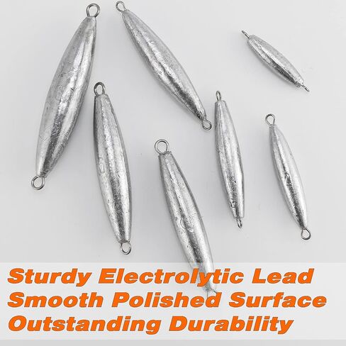 Dr.Fish 5 Pack Trolling Sinker Fishing Sinker Vertical Lead Double Ring Inline Lead Fishing Weight 1oz-8oz 5pcs Bottom Fishing Fresh Water in Saudi Arabia