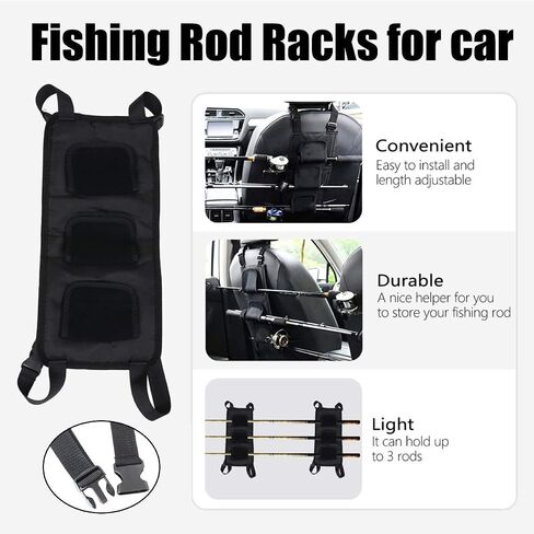 WITHFAB Fishing Rod Holders for Car, Fishing VRC Vehicle Rod Carrie, Adjustable Polyester Strap Fishing Pole Storage Rack for SUV, Wagons, Van, Easy Install Fishing Car Rod Carrier for Car in Saudi Arabia