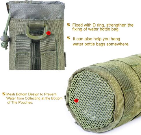 Upgraded Sports Water Bottles Pouch Bag, Tactical Drawstring Molle Water Bottle Holder Tactical Pouches, Travel Mesh Water Bottle Bag Tactical Hydration Carrier in Saudi Arabia