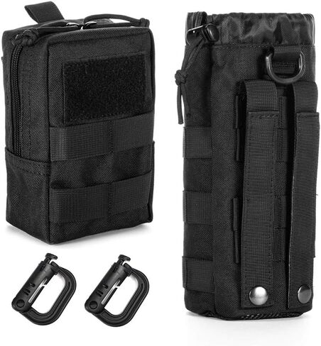 Upgraded Sports Water Bottles Pouch Bag, Tactical Drawstring Molle Water Bottle Holder Tactical Pouches, Travel Mesh Water Bottle Bag Tactical Hydration Carrier in Saudi Arabia