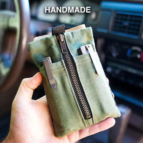 EDC Canvas Pouch (EDC Canvas Pouch, Pocket Organizer, Mighty Pouch for Men, EDC Bags with Velcro, Small Tool Pouch, Utility Pouch for Multitools, Waxed Compact Organizer in Kuwait