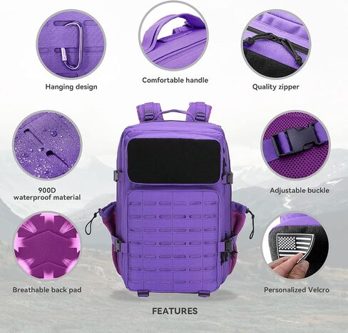 حقيبة الظهر التكتيكية العسكرية 45L / 25L 3 Day Assault Pack Molle Daypack حقيبة ظهر للمشي لمسافات طويلة للرجال والنساء in Kuwait