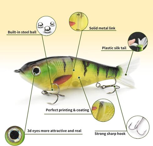 ODS Lure Slow Sinking Glide Bait with Fur Tail Lifelike Fishing Tackle for Trout Shad Bass Musky in Kuwait