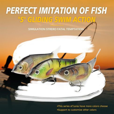ODS Lure Slow Sinking Glide Bait with Fur Tail Lifelike Fishing Tackle for Trout Shad Bass Musky in Kuwait