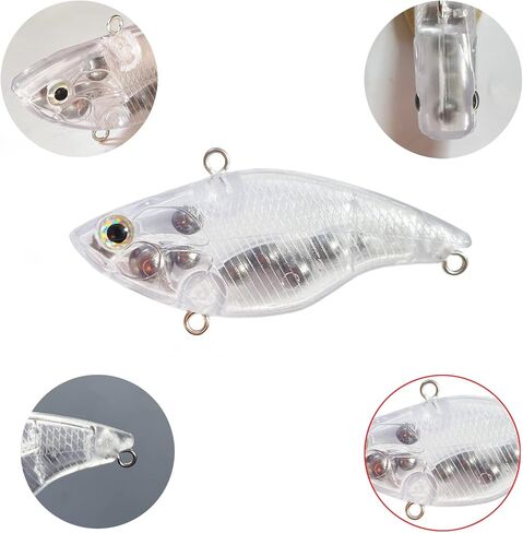 طعوم صيد فارغة غير مطلية من بومبيت، طعوم صيد فارغة فوق المياه مع عيون صيد ثلاثية الابعاد، طعوم سباحة ذاتية الصنع للمياه المالحة والعذبة، 2.8 انش 0.55 اونصة in Kuwait