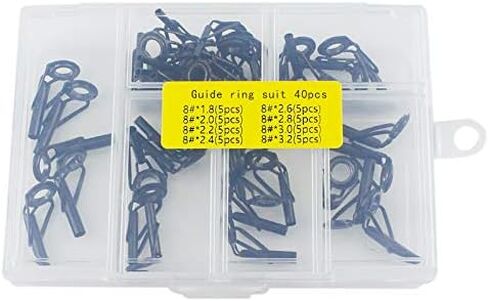 ZRUOYI Joyiii Fishing Rod Tips Stainless Steel Ceramic Ring Guide Repair Replacement 8 Sizes 40pcs Rod Tip Repair Kit in Kuwait