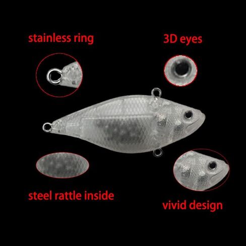 10PCS Unpainted Fishing Lure Blank Fishing Lure Bodies VIB Lure DIY Lure in Saudi Arabia