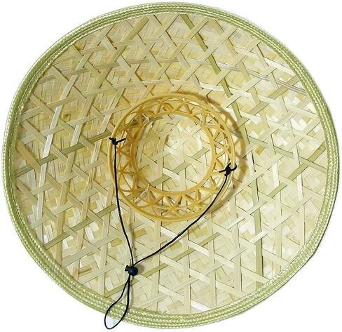 Sunny Hill Pack of 2 Traditional Chinese Adult Oriental Bamboo Straw Cone Garden Fishing Hat Adult Rice Hat Natural in Kuwait