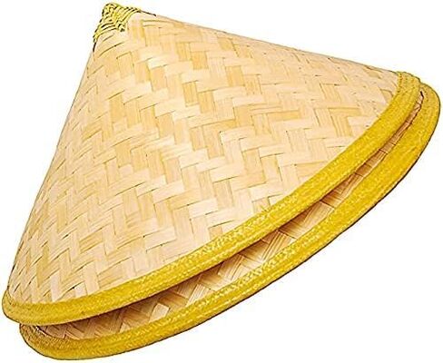 Sunny Hill Pack of 2 Traditional Chinese Adult Oriental Bamboo Straw Cone Garden Fishing Hat Adult Rice Hat Natural in Kuwait