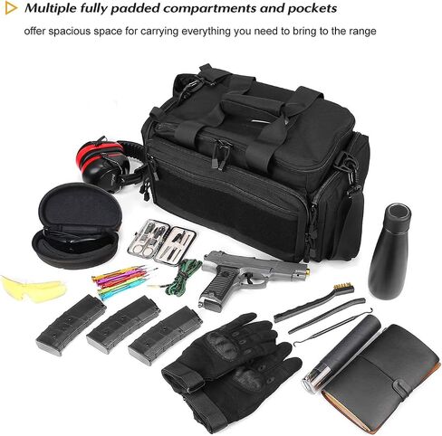 ProCase Tactical Gun Range Bag Pistol Shooting Duffle Bag, Deluxe Padded Shooting Range Bag Large Handguns Magazine Ammo Gear Accessories Pouch for Hunting Shooting Range Sport in Saudi Arabia