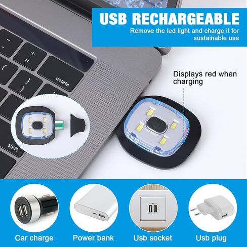 12 قطعة قبعة صغيرة LED وقفازات شاشة تعمل باللمس للجنسين USB قابلة لإعادة الشحن 4 كشافات LED قبعة شتوية دافئة أصابع كاملة قفازات عيد الميلاد للنساء والرجال هدايا للجري والصيد والتخييم in Kuwait