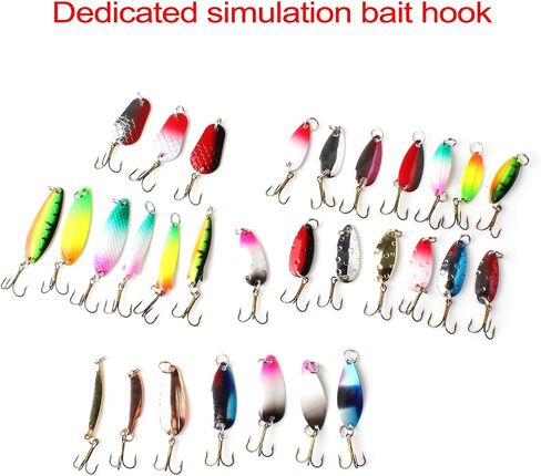 【Happy Shopping Day】 30pcs Colorful Metal Spinner Fishing Lures Minnow Baits, Fishing Spinner Metal Spoon Hard Baits, Crankbait Fish Hooks Tackle Salmon Catfish Bass Lures in Saudi Arabia