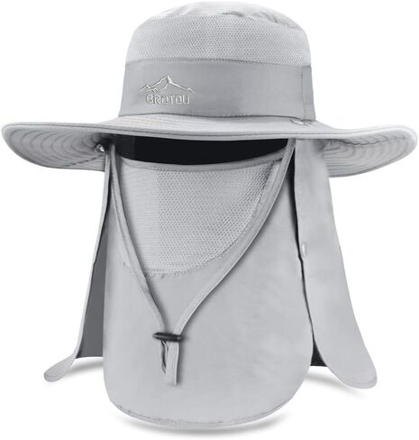 BROTOU Sun Cap Fishing Hats, UPF 50+ Foldable Wide Brim Outdoor Protection Hat, Sun Hat with Face&Neck Flap for Men and Women in Kuwait