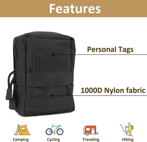Yutetuter 4-Pack Molle Pouch Tactical Utility EDC Small Bags Pouches with 4 Detachable Patch & 4 D-Ring Clips in Kuwait