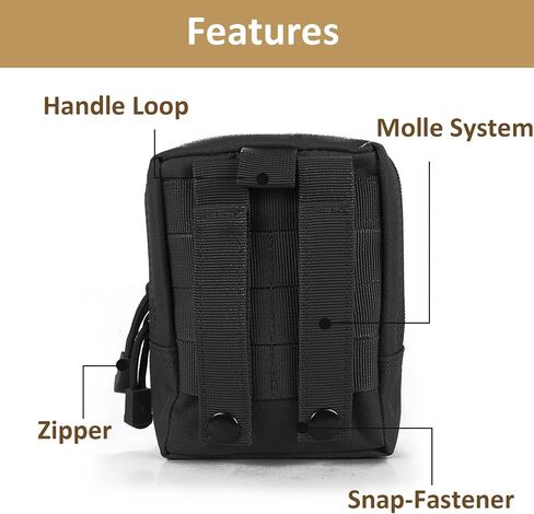 Yutetuter 4-Pack Molle Pouch Tactical Utility EDC Small Bags Pouches with 4 Detachable Patch & 4 D-Ring Clips in Kuwait
