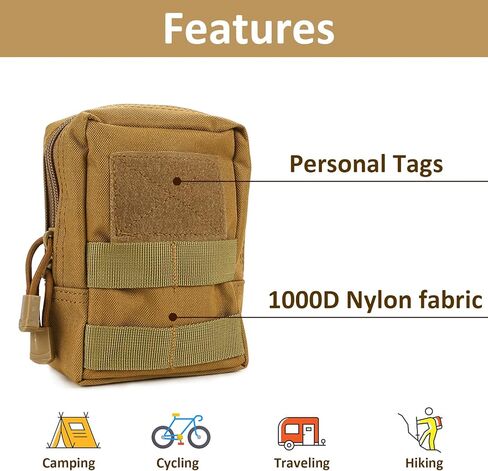 Yutetuter 4-Pack Molle Pouch Tactical Utility EDC Small Bags Pouches with 4 Detachable Patch & 4 D-Ring Clips in Kuwait