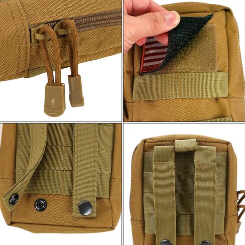Yutetuter 4-Pack Molle Pouch Tactical Utility EDC Small Bags Pouches with 4 Detachable Patch & 4 D-Ring Clips in Kuwait