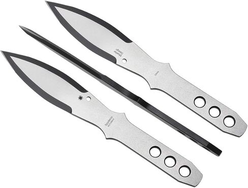 Spyderco SpyderThrowers - كبيرة - مجموعة من ثلاث سكاكين من الفولاذ المقاوم للصدأ 8Cr13MoV وغمد جلدي - TK01LG in Kuwait