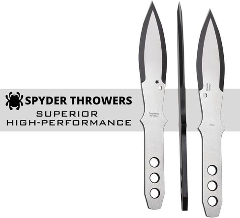 Spyderco SpyderThrowers - كبيرة - مجموعة من ثلاث سكاكين من الفولاذ المقاوم للصدأ 8Cr13MoV وغمد جلدي - TK01LG in Kuwait