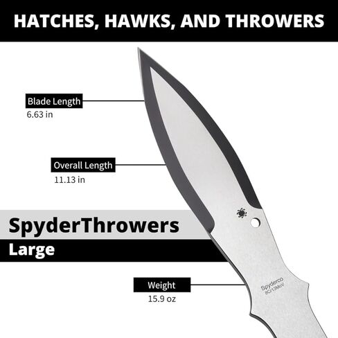 Spyderco SpyderThrowers - كبيرة - مجموعة من ثلاث سكاكين من الفولاذ المقاوم للصدأ 8Cr13MoV وغمد جلدي - TK01LG in Kuwait