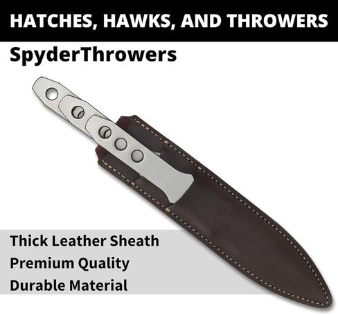 Spyderco SpyderThrowers - كبيرة - مجموعة من ثلاث سكاكين من الفولاذ المقاوم للصدأ 8Cr13MoV وغمد جلدي - TK01LG in Kuwait