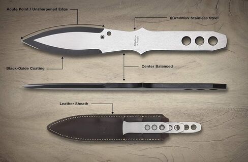 Spyderco SpyderThrowers - كبيرة - مجموعة من ثلاث سكاكين من الفولاذ المقاوم للصدأ 8Cr13MoV وغمد جلدي - TK01LG in Kuwait