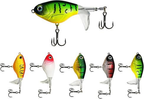 5 Pack Fishing Lures Set for Bass Plastisol Topwater Baits with Floating Tractor Rotating Tail Propeller Box Artificial Surface Hard Lure for Freshwater Saltwater Trout Walleye in Kuwait