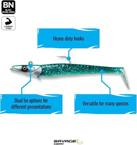 Savage Gear Sandeel Fishing Bait, 5 1/3 oz, Mackerel, Realistic Contours & Movement, Durable Construction, Two Tie Points, 5X Hooks, Holographic Eyes, Bait Keeper in Saudi Arabia