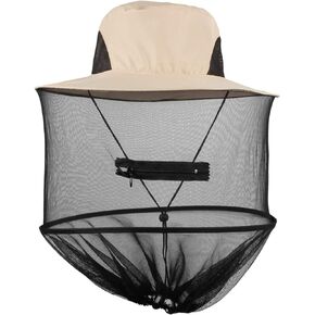 Lpraer Mosquito Head Net Hat Sun Hat Bucket Hat with Hidden Net Mesh for Fishing Hiking Beekeeping